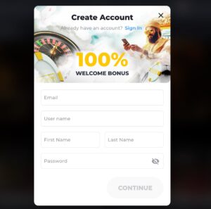 YYY Casino – Registration Page Step 1