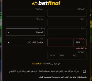 الصفحة الثانية من التسجيل في بيت فاينل